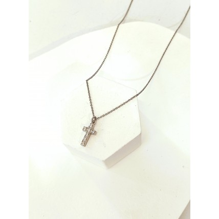 Ασημένιο κολιέ σταυρός με ζιργκον SN274